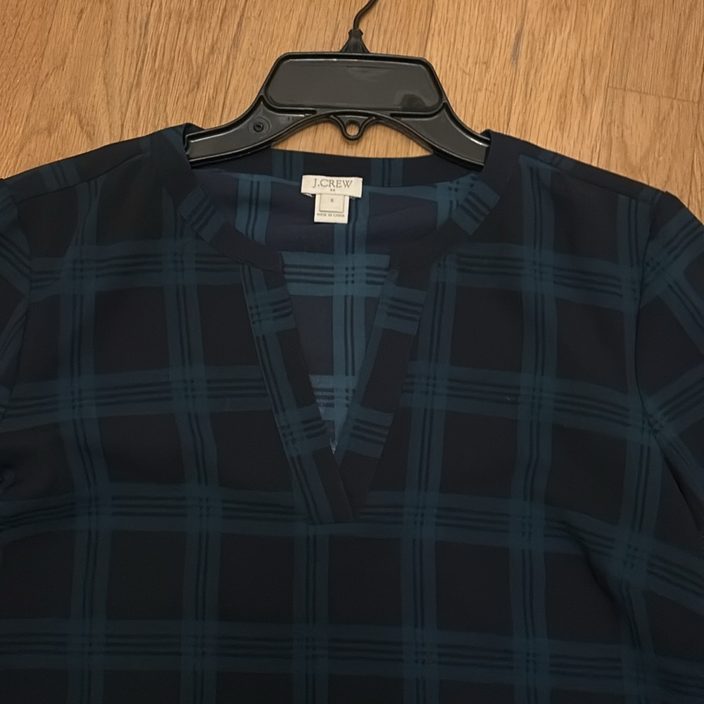 J. Crew Plaid Shirt Blouse Bell Sleeves Small - Picture 6 of 6